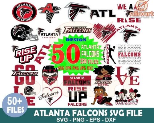 50 Atlanta Falcons SVG Designs Bundle for Fans