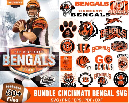 50 Cincinnati Bengals Football SVG Designs Bundle