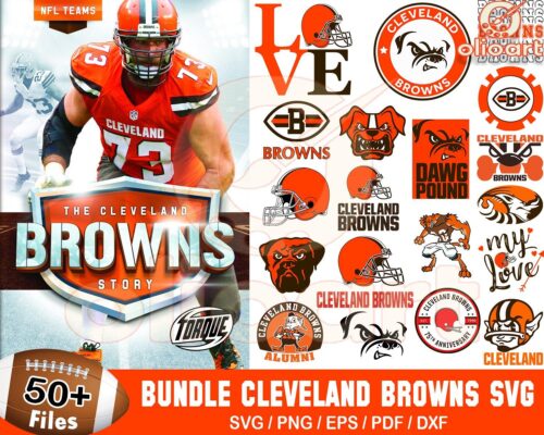 50 Cleveland Browns Football SVG Designs Bundle for Fans