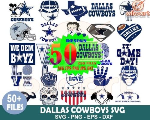 50 Dallas Cowboys SVG Designs Bundle for Football Fans