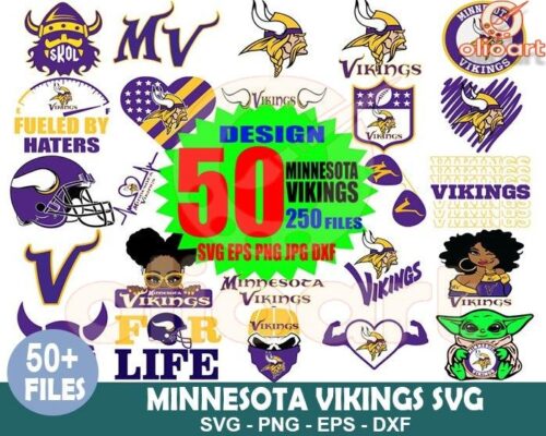 50 Epic Minnesota Vikings SVG Design Bundle