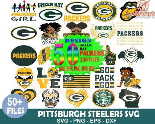 50 Green Bay Packers SVG Designs Bundle for Fans