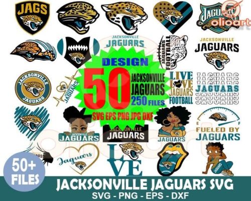 50 Jacksonville Jaguars SVG Design Bundle for Fans