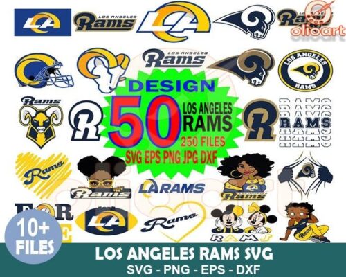 50 Los Angeles Rams SVG Designs Bundle for Fans