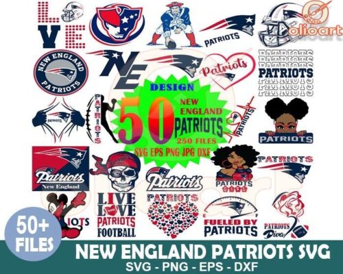 50 New England Patriots SVG Designs Bundle for Fans