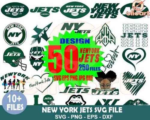 50 New York Jets SVG Design Bundle for Fans