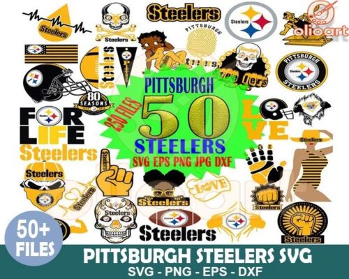 50 Pittsburgh Steelers SVG Designs Bundle for Fans