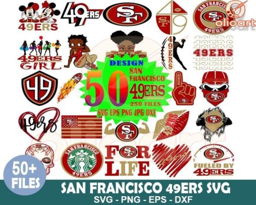 50 San Francisco 49ers SVG Design Bundle for Fans