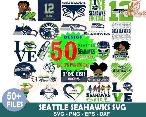 50 Seattle Seahawks SVG Designs Bundle for Football Fans