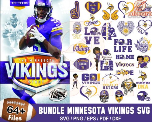 64 Minnesota Vikings Football SVG Designs Bundle to Score Big