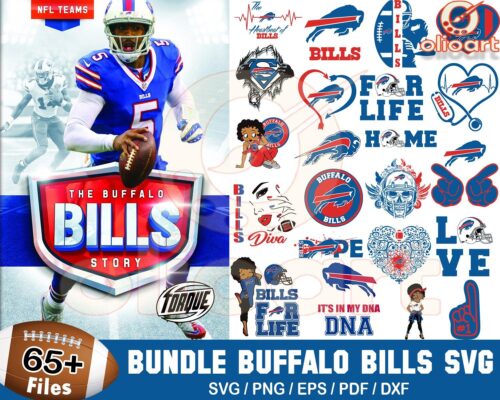 65 Buffalo Bills Football Designs Bundle in SVG PNG