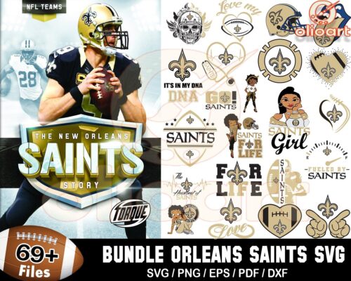 69 Epic New Orleans Saints Football SVG Design Bundle