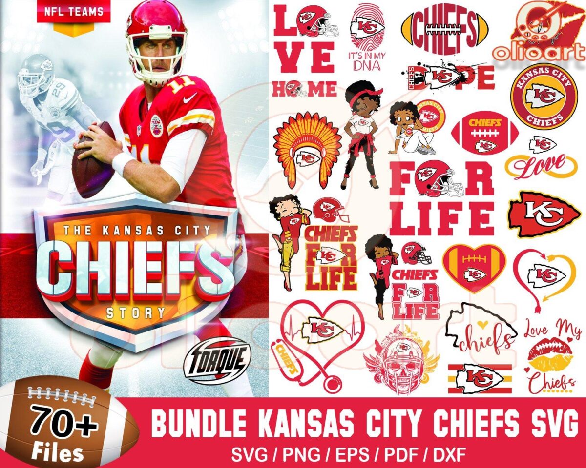 70 Kansas City Chiefs Football SVG Designs Bundle for Fans