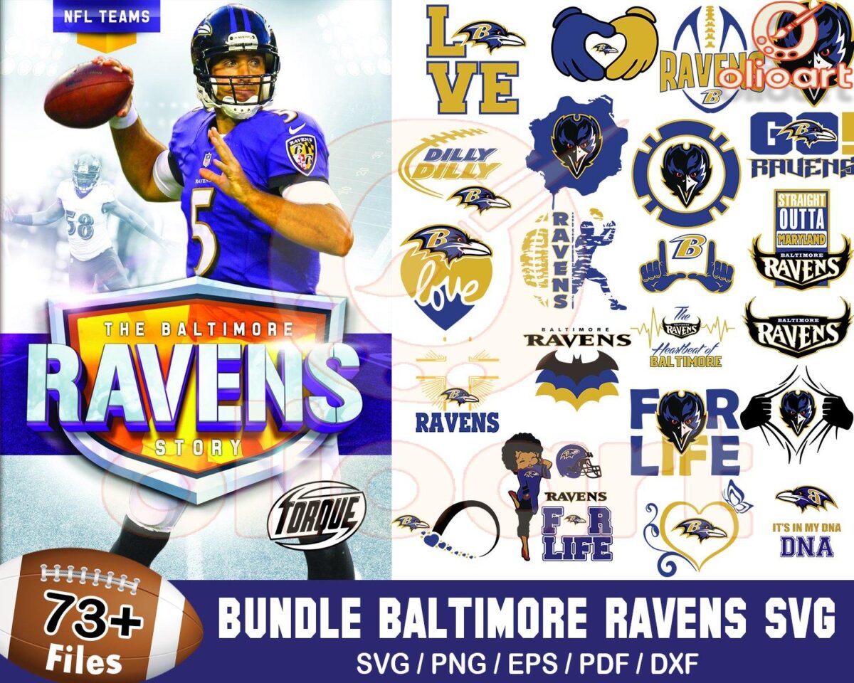 73 Baltimore Ravens Football SVG Designs Bundle