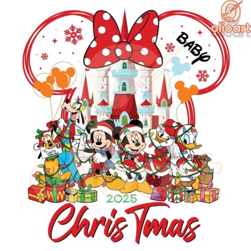 Adorable Baby Minnie Disney Christmas Family PNG