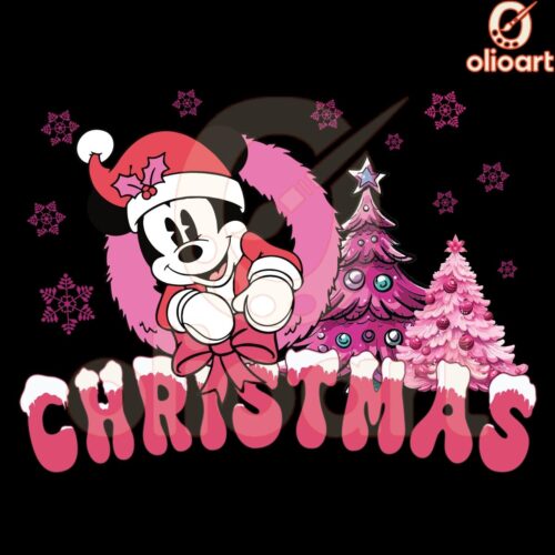 Adorable Pink Christmas Minnie Mouse PNG Design