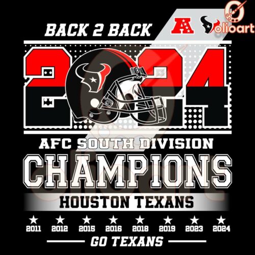 BacktoBack 2024 AFC South Champs Houston Texans SVG Design