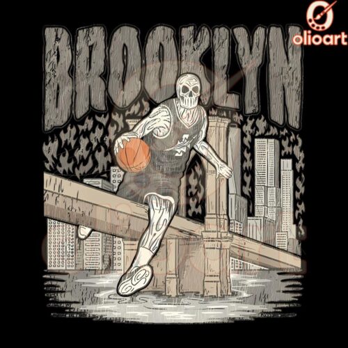 Brooklyn Nets Skeleton Players Basketball Art PNG