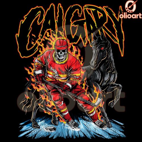 Calgary Flames Hockey Skeleton Player SVGPNG Design