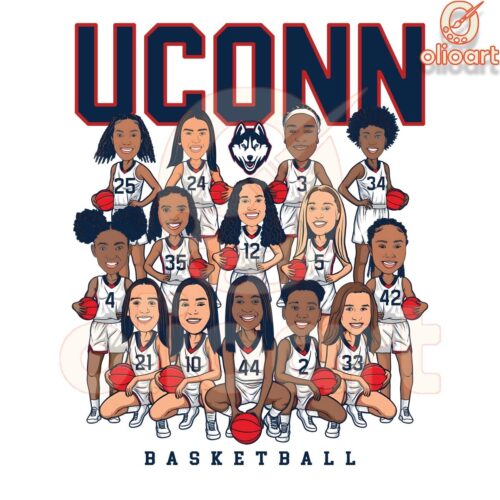 Chibi UConn Huskies Womens Basketball Players PNG Art