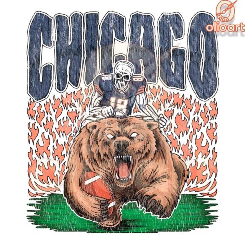 Chicago Bear Skeleton Football Players PNG Design