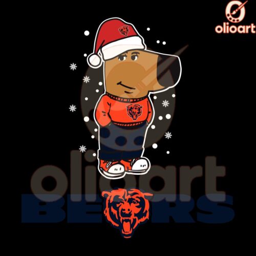 Chill Guy Christmas Football SVG for Chicago Bears Fans