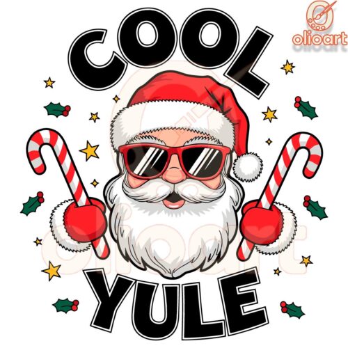 Cool Yule Santa Candy Cane Christmas SVG Magic