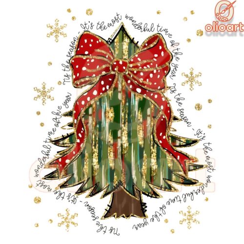 Coquette Glitter Christmas Tree PNG Most Wonderful Time Ever