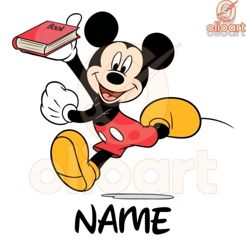 Custom SVG Mickey Teacher with Book Your Name