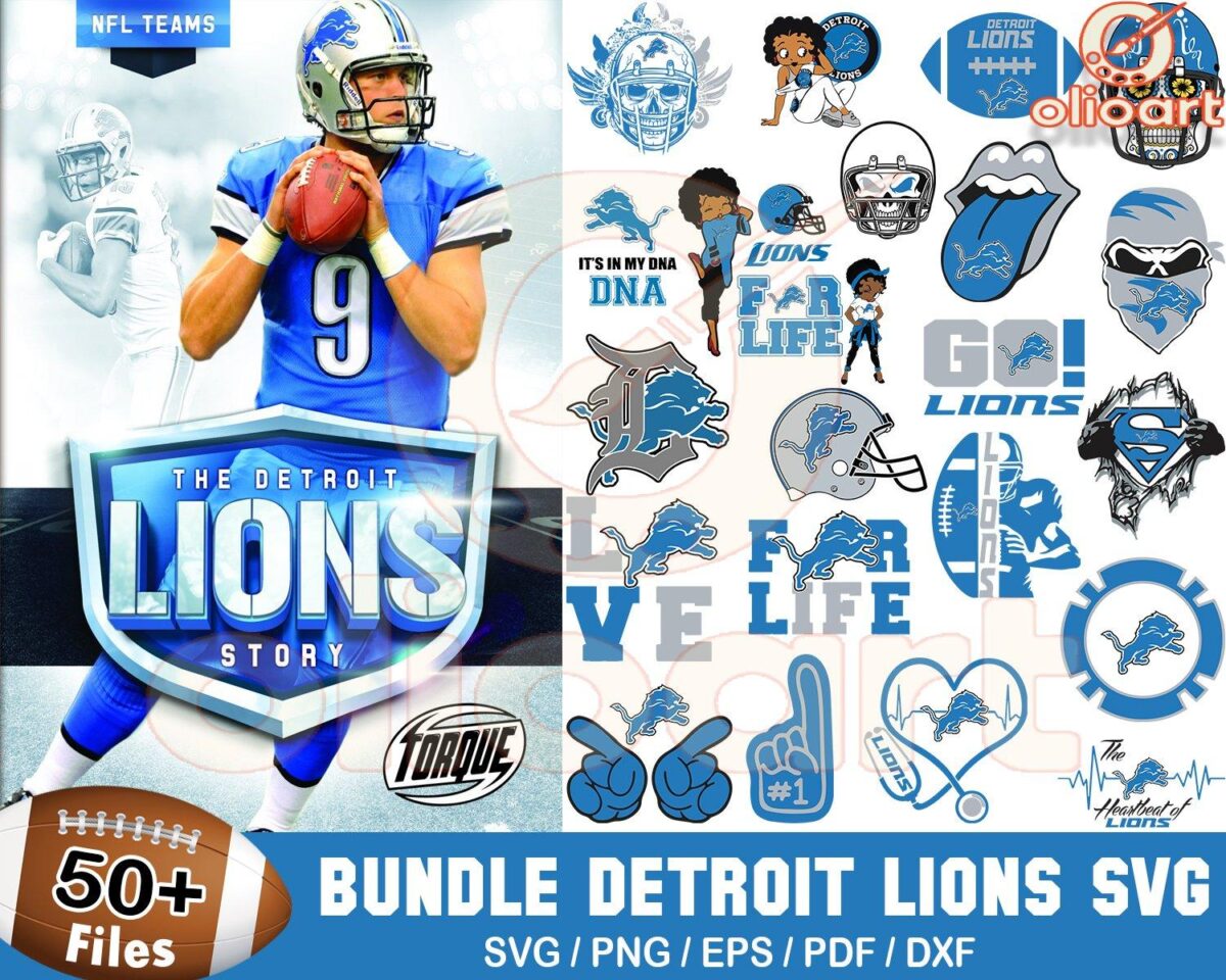 Detroit Lions Football Bundle 50 SVG Designs to Roar About