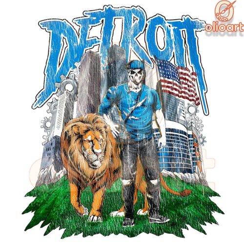 Detroit Lions Football Skeleton City SVGPNG Design