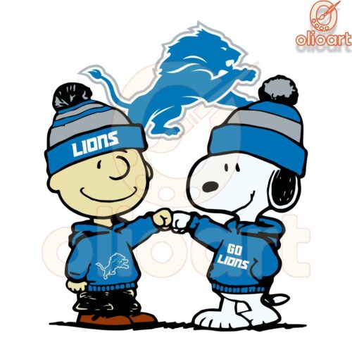 Detroit Lions Logo with Snoopy Charlie Brown SVG