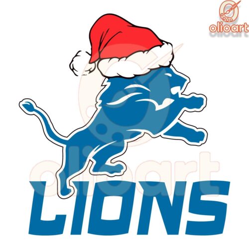 Detroit Lions Santa Logo SVG for Christmas Cheer