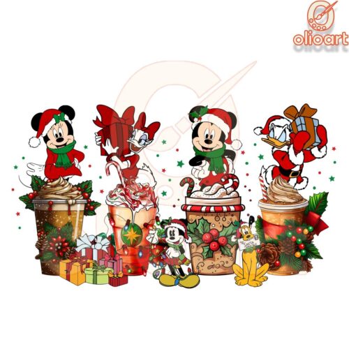 Disney Friends Christmas Latte Art PNG for Coffee Lovers