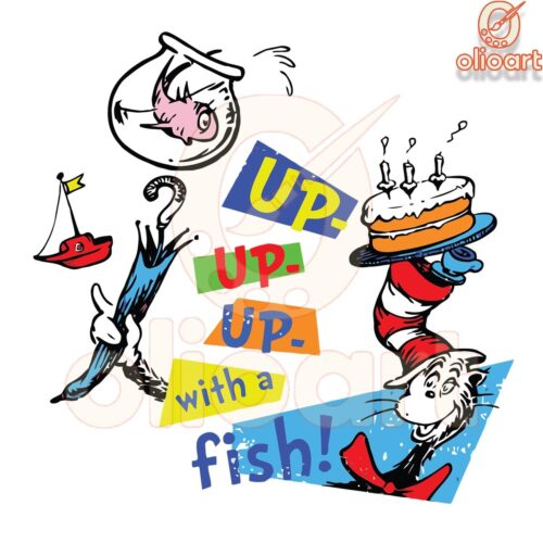 Dr Seuss Cat in Hat SVG Reel Fun with a Fish File Download