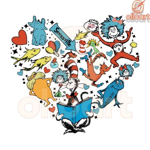 Dr Seuss HeartShaped Seussville SVG Design