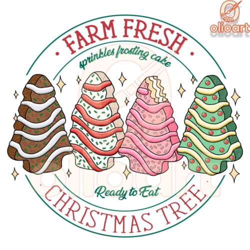 Farm Fresh Christmas Tree Cakes PNG Design