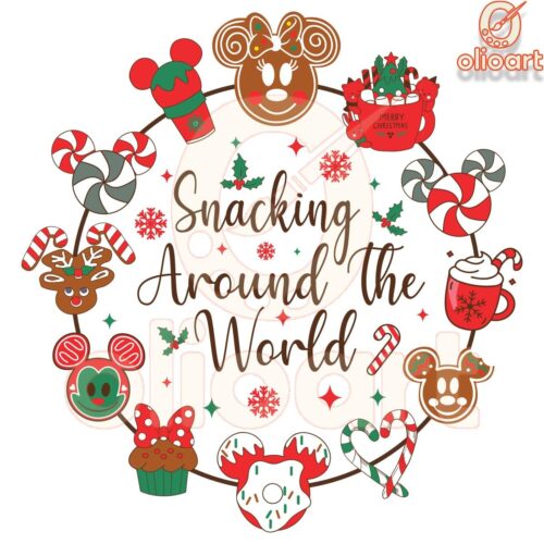 Festive Christmas Doodles Snacking Around the World PNG