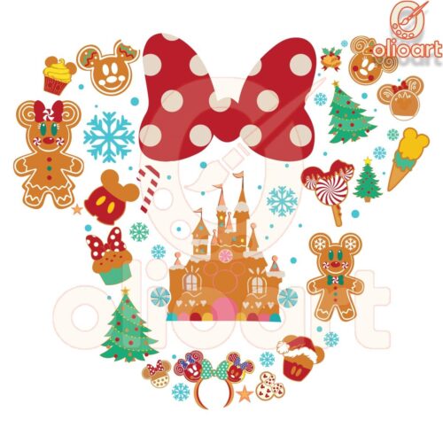 Festive Disney Gingerbread Mickey Head Christmas PNG