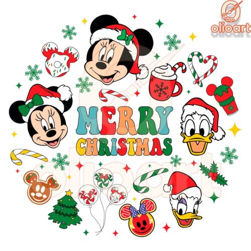 Festive Mickey Mouse Friends Christmas PNG Design