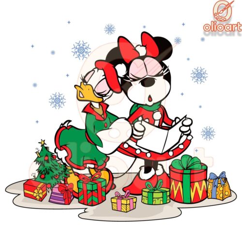 Festive Minnie Daisy Christmas Gift PNG Delight