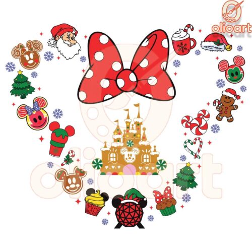 Festive Minnie Mouse Heart SVG for Christmas Cheer