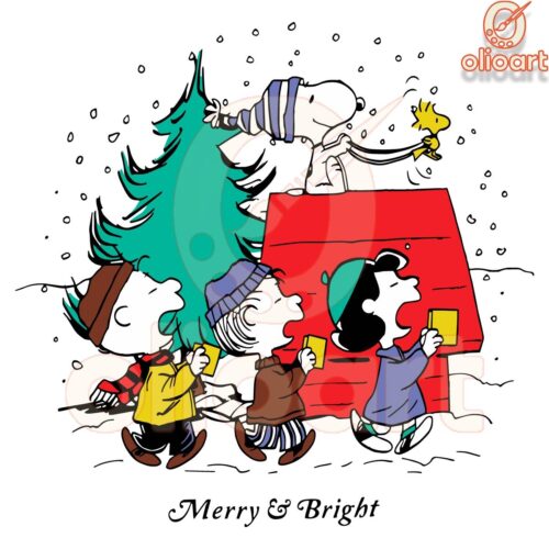 Festive Peanuts Merry Bright SVG Design