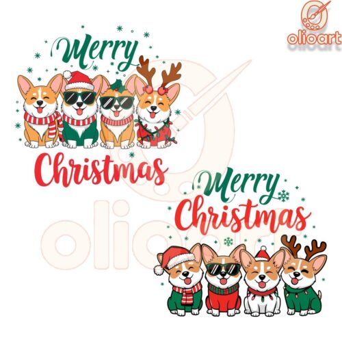 Festive Santa Corgi Couple SVG for Christmas Cheer