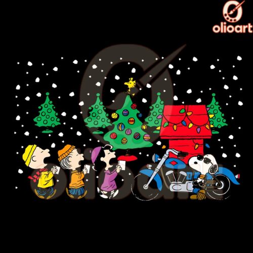 Festive Snoopy Charlie Brown Merry Christmas PNG Design