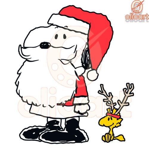 Festive Snoopy Woodstock Antlers SVG Design