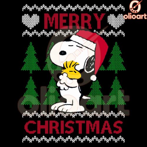 Festive Snoopy Woodstock Christmas SVG Design