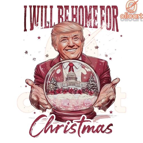 Festive Trump Snowglobe Watercolor PNG Home for Christmas Vibes