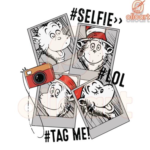 Funny Dr Seuss Cat in the Hat Selfie SVG File for Photography Fun