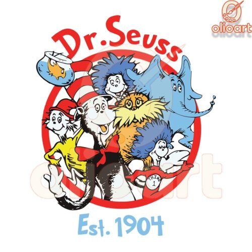 Funny Dr Seuss Cat in the Hat SVG File Est 1904 Digital Design